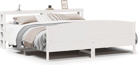 vidaXL Bedframe zonder matras massief grenenhout wit 180x200 cm