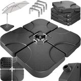 Casaria Set van 4 Parasolvoetplaten – Tot 80 kg Verzwaring – Vulbaar met Water of Zand – 105x105 cm – Ideaal voor Zweefparasols – Zwart