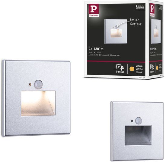 Paulmann Edge LED Wandinbouwlamp – Chroom Mat – 2700K Warmwit – 1,2W – 25 lm – 230V