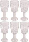 Merkloos / Sans marque Chaks Sarl 3D Doodshoofd glas - 6x - plastic transparant - 350 ml - Halloween/horror tafel dekken