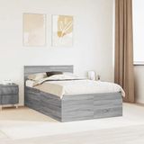 vidaXL Bedframe Grijs Sonoma 120 x 190 cm Bewerkt Hout