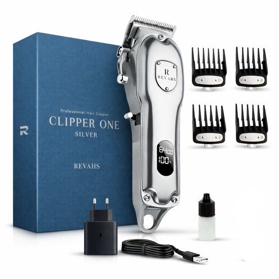 Revahs Clipper One - Draadloze Tondeuse Mannen - Zilver - Scheerkoppen - Roestvrij staal