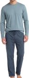 Ammann Heren pyjama Mix & Match Goblin Blue Gestipt Lange mouw XXL 100% Katoen
