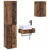 vidaXL Ensemble de meuble de salle de bain 3 pièces Vieux bois 33 x 34,5 x 160 cm