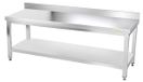 GOLDINOX Établi en acier inoxydable avec piètement, dimensions 1800 x 500 mm, qualité PREMIUM