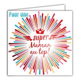 Afie 22076 kaart rood glanzend voor een Super Mama am Top voor alle gelegenheden verjaardag Moederdag geboorte ouders met witte envelop formaat 12 x 17,5 cm