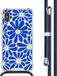 iMoshion Hoesje iPhone Xs / X - Cobalt Blue Flowers Connect - Back Cover met Koord