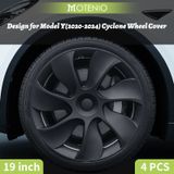 MOTENIO Tesla 4-delige Set Wielkappen voor Model Y 2020-2024 - 19 Inch - Cycloonstijl Rechts & Links - Vervangende Wielkappen