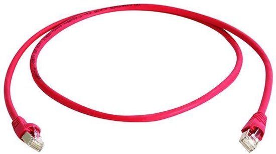 Telegärtner RJ45 (cross) Netwerkkabel Aansluitkabel CAT 6A S/FTP 2.00 m Rood Vlambestendig, Halogeenvrij