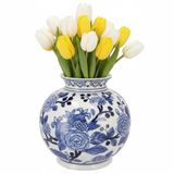 DK Design Chinese vaas Asian - bleu - céramique - D20 x 20 cm