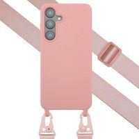 Selencia Siliconen hoesje met afneembaar koord voor de Samsung Galaxy S25 FE - Sand Pink