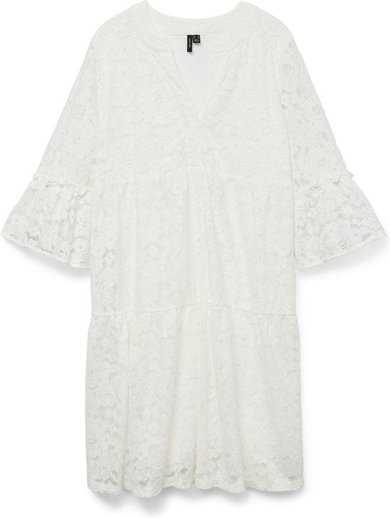 VERO MODA VMHONEY LACE 3/4 V-NECK TUNIC WVN GA jurk Dames M Wit