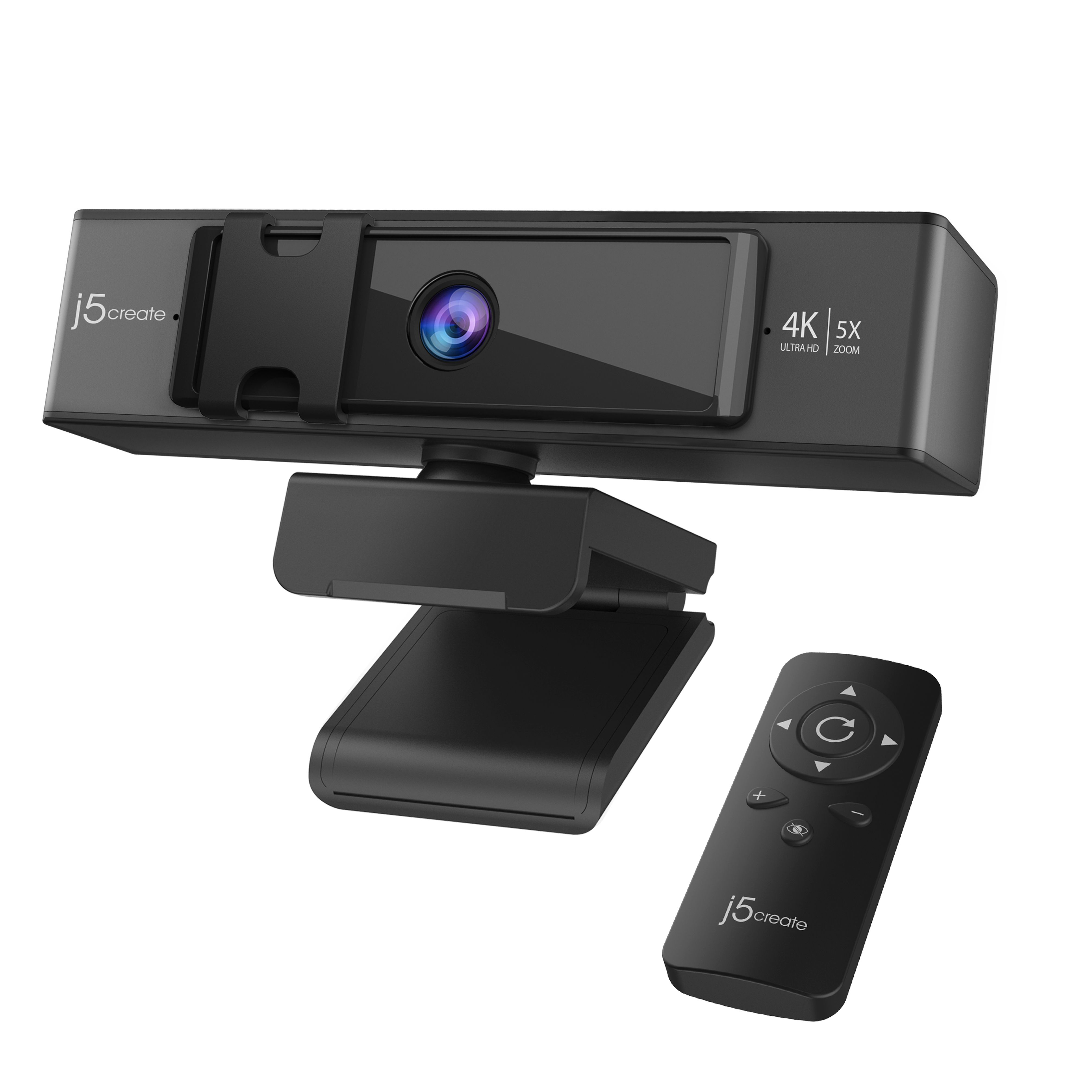 j5 create JVCU435-N - 4K Ultra HD Webcam met 5x Digital Zoom - Zwart/Grijs