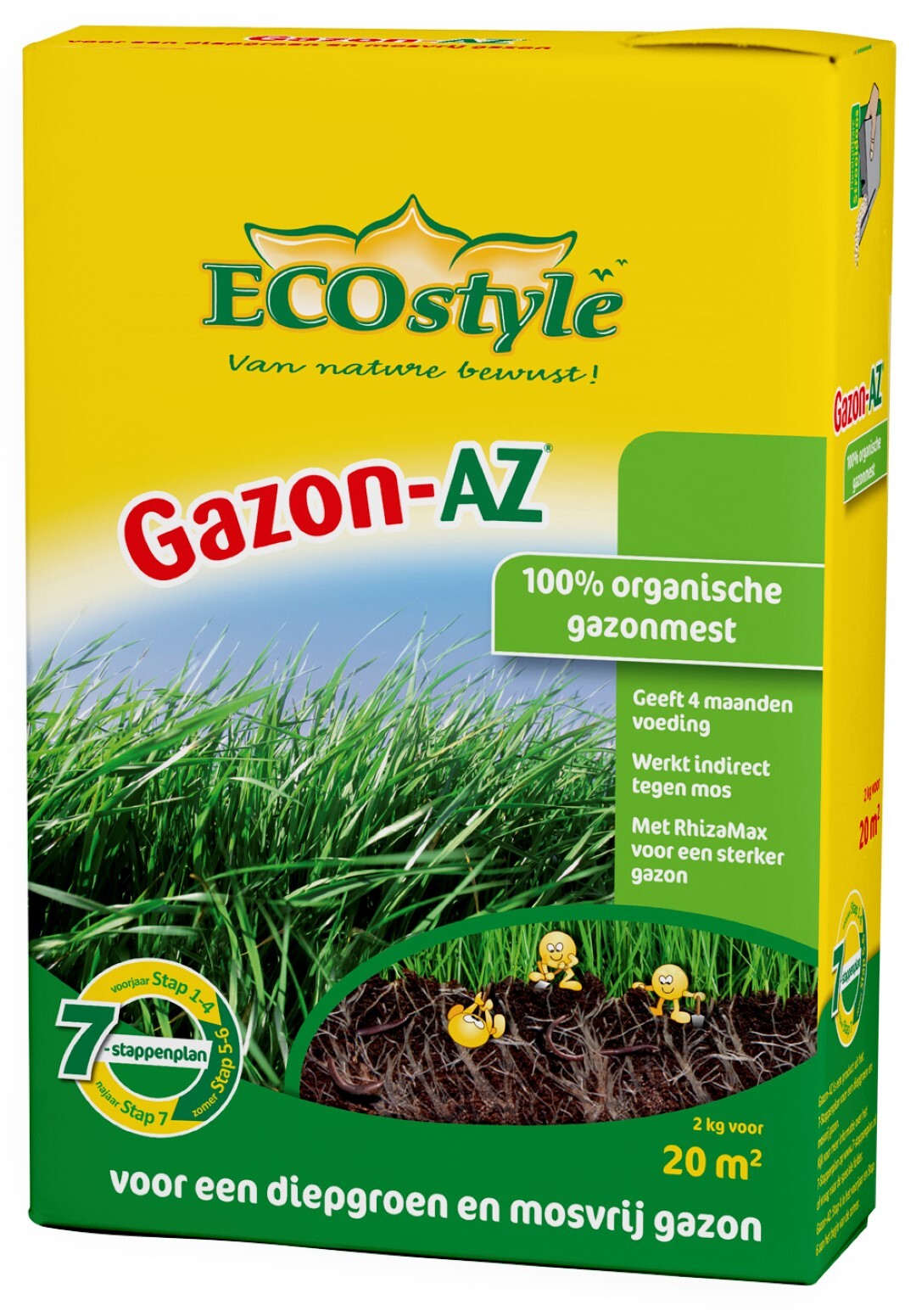 ECOSTYLE Gazon-AZ - 2 kg - gazonmeststof voor 20 m2 Voor een diepgroen mosvrij gazon