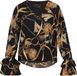 Faina Blouse Black Multicolor Gebloemd V-hals Lange Mouw Regular Fit Polyester Dames S