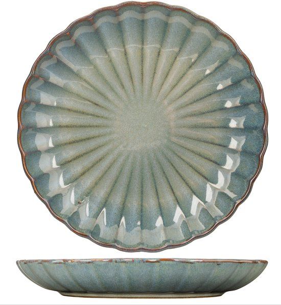 Cosy & Trendy Astera Ocean Blauw Ontbijtbord - 4 Stuks - Ø 21 cm - Aardewerk