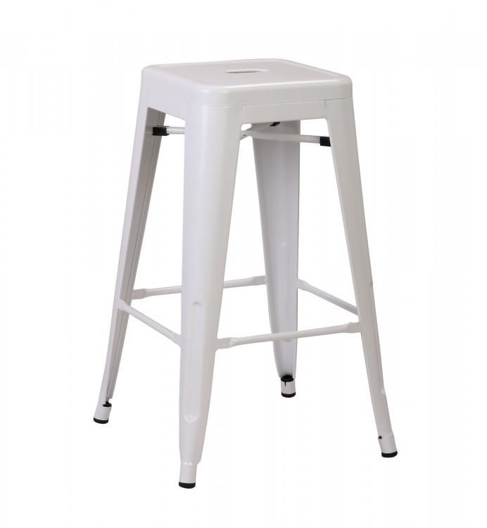Set of 4 White Tolix Style Steel Bar Stools - Stackable