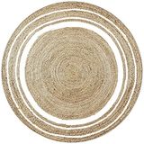 MANI TEXTILE Tapijt Leylim, rond, beige, wit, 150 x 150 cm