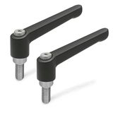 Ganter Standaard Elementen GN 300.1 Verstelbare Hendel met RVS Schroefklem – Zwart Plastic Gecoat, Lengte 30 mm, M3x8mm Schroefdraad (2 stuks)