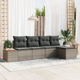 vidaXL Tuinbank Set 5-delig Grijs Polyrattan