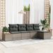 vidaXL Tuinbank Set 5-delig Grijs Polyrattan
