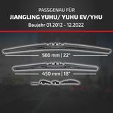 HEYNER® Essuie-glace pour JIANGLING YUHU/ YUHU EV/YHU 3/ YUHU 5/ YUHU 7/ YUHU 9 01.2012 - 12.2022, Essuie-glace plat HYBRID, Aérodynamique & Flexible, Revêtement nanographique