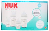 Nuk Perfect Match glazen babyfles set | 0+ maanden | 120ml & 230ml | Anti-Koliek voedingsfles | Temperatuurcontrole-indicator | Regenboog | 4 stuks