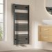 EMKE Handdoekdroger voor badkamer, handdoekdroger 600 x 1200 mm, 598 W, antraciet voor water, centrale aansluiting