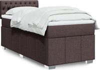 vidaXL Boxspring met matras stof donkerbruin 90x200 cm