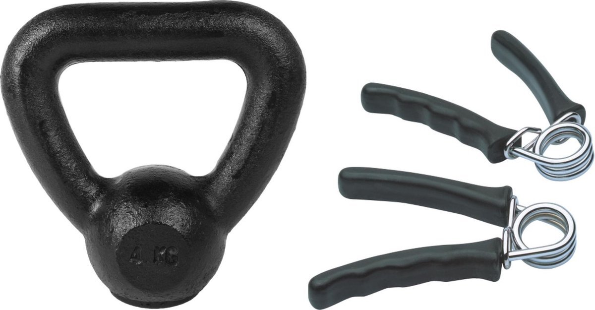 Tunturi - Fitness Set - Knijphalters 2 stuks - Kettlebell 4 kg