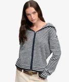 Superdry Cardigan en maille Coupe décontractée Femme bleu marine/blanc cassé rayé