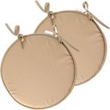 Stof Textile Home stoelkussens - 2x - beige - 40 cm - Polyester - Rond