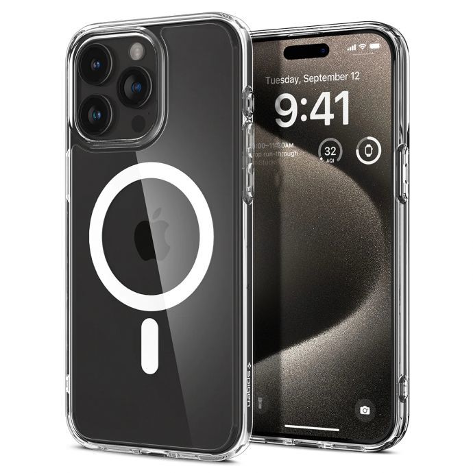 Spigen Ultra Hybrid MagFit Case for iPhone 15 Pro Max - Crystal Clear