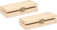 Glorex Hobby Houten Opbergkistjes met Sluiting en Deksel - 2 stuks - Lichtbruin - 20 x 10 x 5 cm