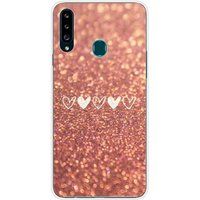 Samsung Galaxy A20s Paillettes coeur bedrukt siliconen hoesje