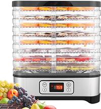 Meykey Fruit- en groentedroger, lcd-display, timer van 72 uur, 8 paletten, voedseldroger, instelbare temperatuur (35 °C - 70 °C), 400 W