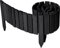 GARRONDA Rollborder - Flexibele Houten Gazonafscheiding - Palissade Padenafscheiding - Grafiet - Hoogte 20 cm, Lengte 200 cm