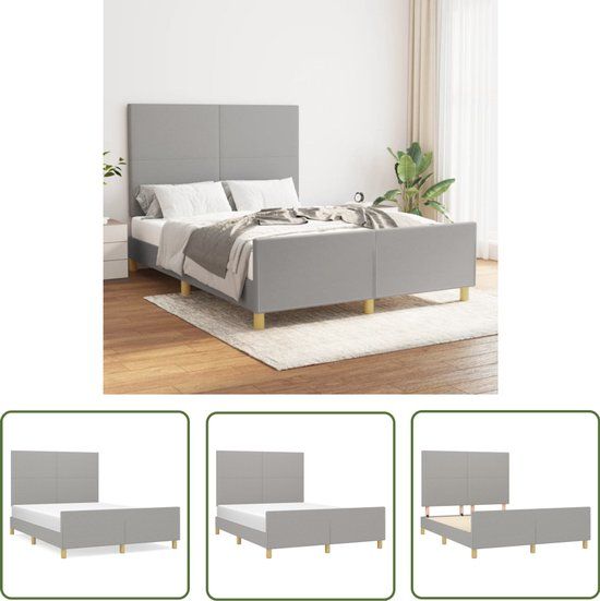 vidaXL Bedframe Lichtgrijs Stof 140x190 cm