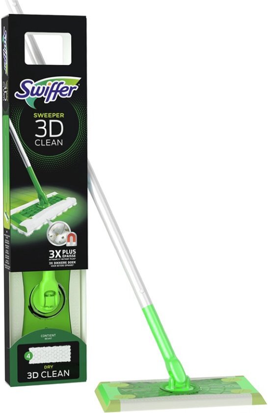 Swiffer Vloerreiniger 3D Clean Starterskit - 1 Vloerreiniger + 4 Droge En 2 Vochtige Vloerdoekjes