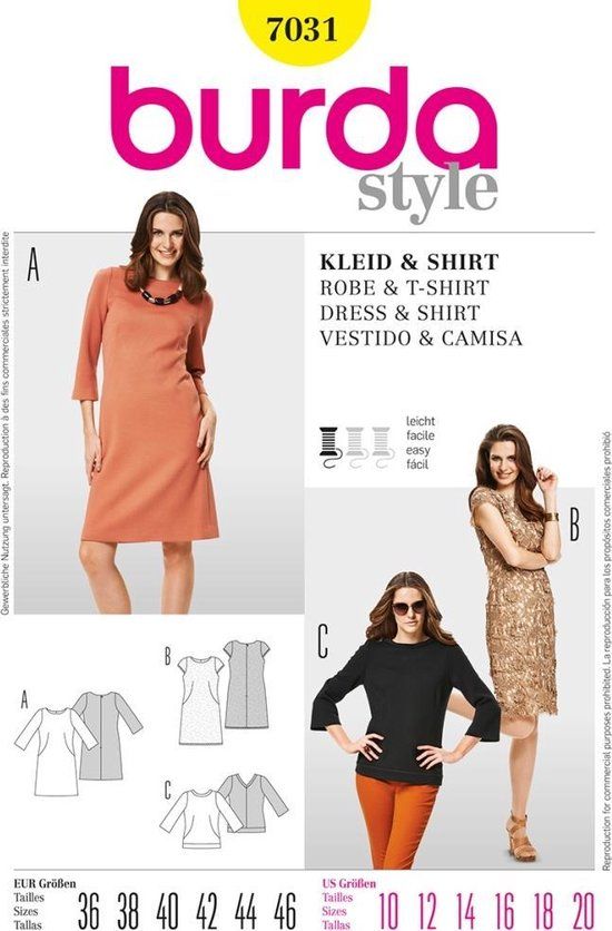 Burda Naaipatroon 7031 - Jurk in variaties en shirt
