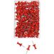 Wedo 54202 Pinaalden Diabolo-vorm, lengte 2,3 cm, kopdiameter 9 mm, naald lengte 1,1 cm, 100 stuks in transparant doosje, rood