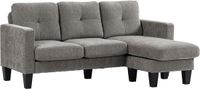Homcom Hoekbank Stof met chenille-effect, staal 186L x 130B x 84H cm Bruin