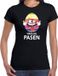 Bellatio Decorations Shoppartners Bv Paasei die tong uitsteekt vrolijk Pasen t-shirt / shirt - zwart - dames - Paas kleding / outfit M