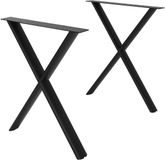 ML-Design | Tafelpoten, set van 2, X-vorm met ovaal profiel 60x72 cm, van zwart staal