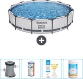 Bestway Steel Pro MAX Zwembad Rond - 366 x 76 cm - Grijs - Inclusief Pomp Filter