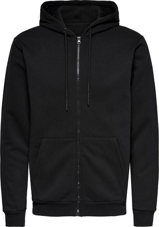 ONLY & SONS ONSCERES ZIP THR. HOODIE SWEAT NOOS Heren Trui - Zwart - Maat S