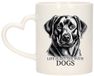 Bellatio Decorations Cadeau mok voor honden liefhebbers - Labrador Retriver - wit met hartjes oor - keramiek - 300 ml