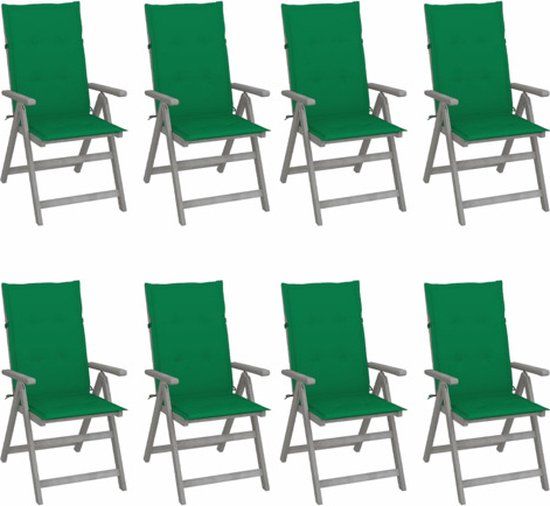 vidaXL Tuinstoelen 8 stuks verstelbaar met kussens acaciahout grijs