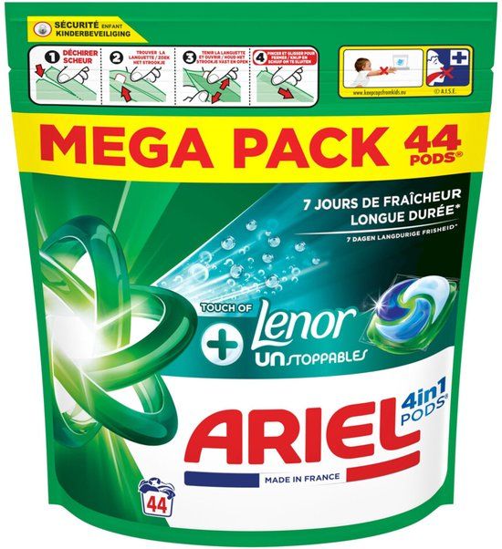 Ariel 4in1 Wasmiddel Pods Lenor Unstoppables - 3 x 44 stuks - Voordeelverpakking