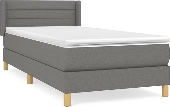 vidaXL Boxspring met matras stof donkergrijs 90x190 cm